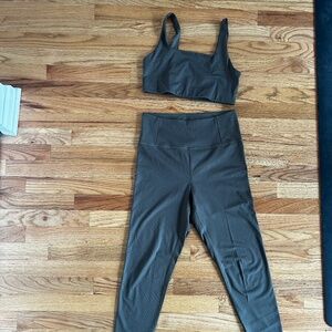 NWOT Recycled GIRLFRIEND COLLECTIVE Olive Green Ribbed Set